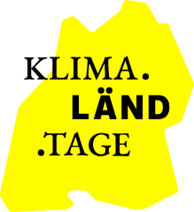 Logo mit Slogan KLIMA.LÄND.TAGE auf einem Umriss des Bundesland Baden-Württemberg